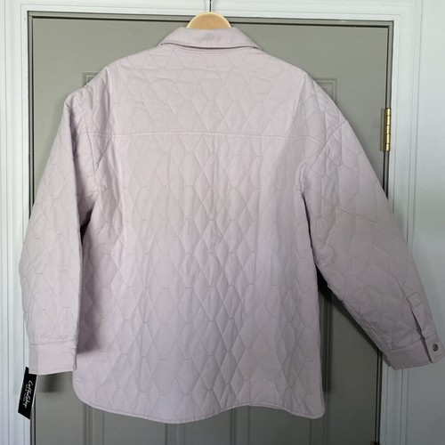 Coffee Shop Quilted Shirt Jacket Women’s Size Large Oversized Muted Lilac $159 - Picture 6 of 10
