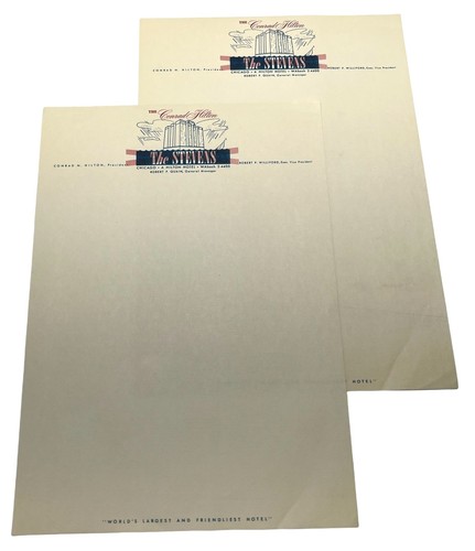 The Stevens Conrad Hilton Hotel 1950s Stationary Chicago Illinois 2 Sheets VTG - Picture 2 of 7