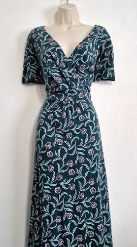 Seasalt Size 24 RRP £66 BNWT Teal Green Floral Pattern Jersey Petite Midi Dress - 第 15/23 張圖片