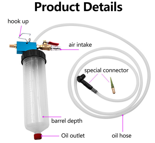 Car Brake Clutch Fluid Pneumatic Vacuum Bleeder Bleeding Oil Change Tool Kit US - Picture 4 of 16