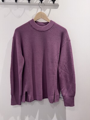 Lululemon Damenpullover Merinowollmischung gerippt Rundhalsausschnitt UK8 neu mit Etikett 