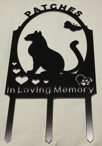 Kitty Cat Pet Memorial Grave Marker Sign Cemetery Stake Personalized Metal Art - Picture 5 of 5