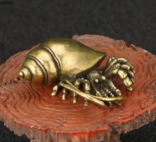 Brass Hermit Crab Animal Statue Small Sculpture Tabletop Figurine Decor Gifts