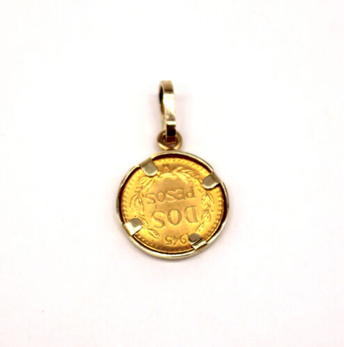 1945 Dos Pesos Estados Unidos Mexicanos Gold Coin Pendant 24k Yellow Gold 2.4g - Picture 4 of 6