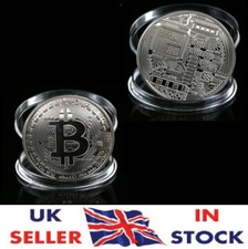 1 X Toy Silver Coin Bitcoin Commemorative Collectors Bit CoinGold Plated Coins