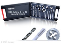 Baer M3 - M12 Linksgewinde Gewindebohrer + Schneideisen Und Kernlochbohrersatz