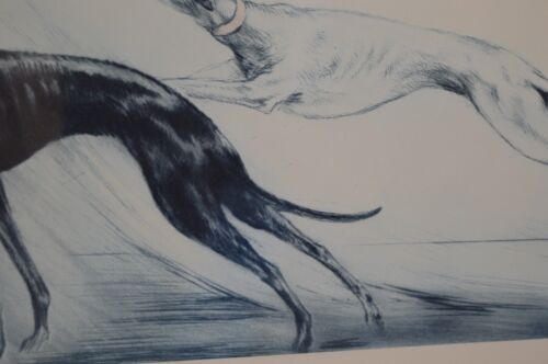 Impresión litográfica vintage Louis Icart Coursing II perros art déco franceses enmarcados - Imagen 21 de 22