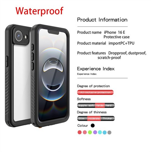 For iPhone 16E Waterproof Dustproof .. 360° Full Body Silicone TPU PC Case Cover - Picture 4 of 9