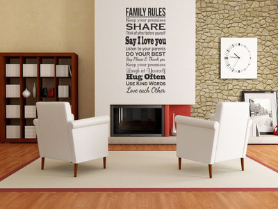 Familienregeln Wandzitat, Wandkunst Aufkleber, Vinyl Transfer, Aufkleber modern