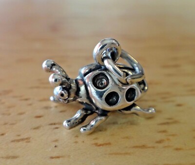 Sterling Silber 3D 10x12x10mm Marienkäfer Käfer Insekt Charm