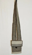 Artisan Crafted Wool Possibles Crossbody Bag Brass Button Blanket Stitch New