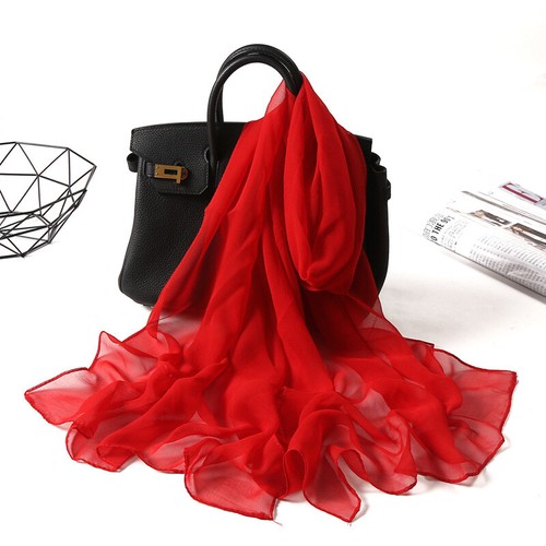 Women Long Scarves Soft Silk Wrap Lady Shawl Chiffon Scarf Thin Scarf Breathable - Picture 33 of 34