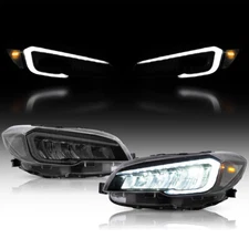 VLAND Clear Reflector LED Headlights For Subaru WRX STI Sequential Lamps 15-21