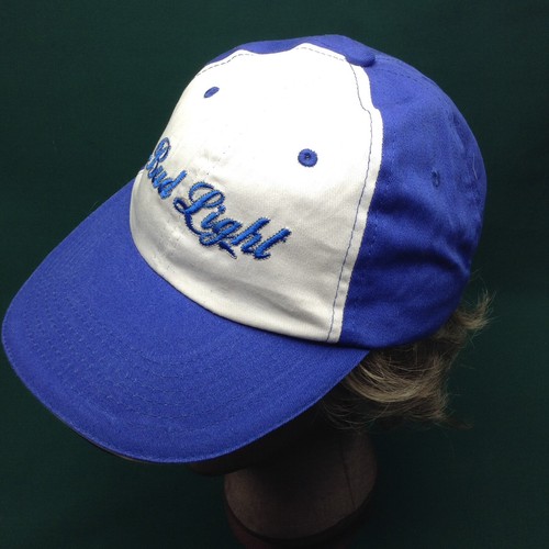 Lote de 2 gorras de béisbol Bud Light cerveza sombreros ajustables algodón azul blanco alcohol - Imagen 2 de 8