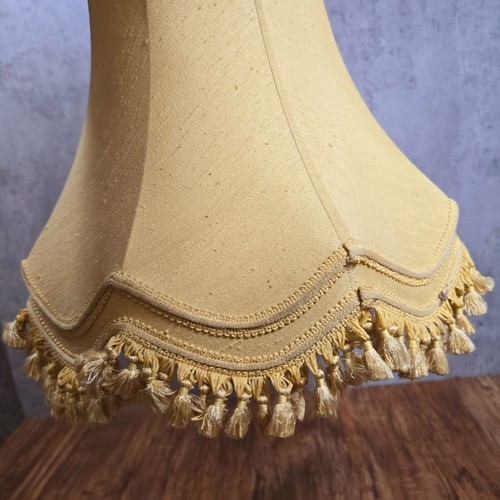 Vintage Ball Tassel Fringed Gold Slub Empire Lampshade For Standard Lamps Retro - Picture 9 of 18