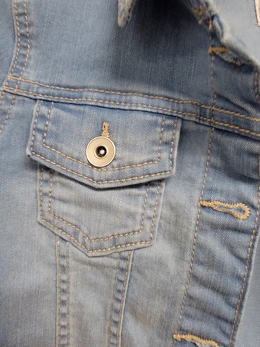 The Childrens Place Denim Jean Jacket. Girls Size 7/8 Button front & cuff - Picture 5 of 7