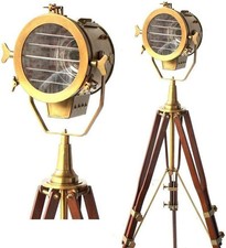 Nautical Searchlight Hollywood Floor Spotlight Lamp with Wooden Tripod
