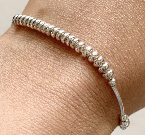 Sterling Silver Ball Beaded Bracelet 925 Adjustable Gift For Wife Or Mum PRETTY!