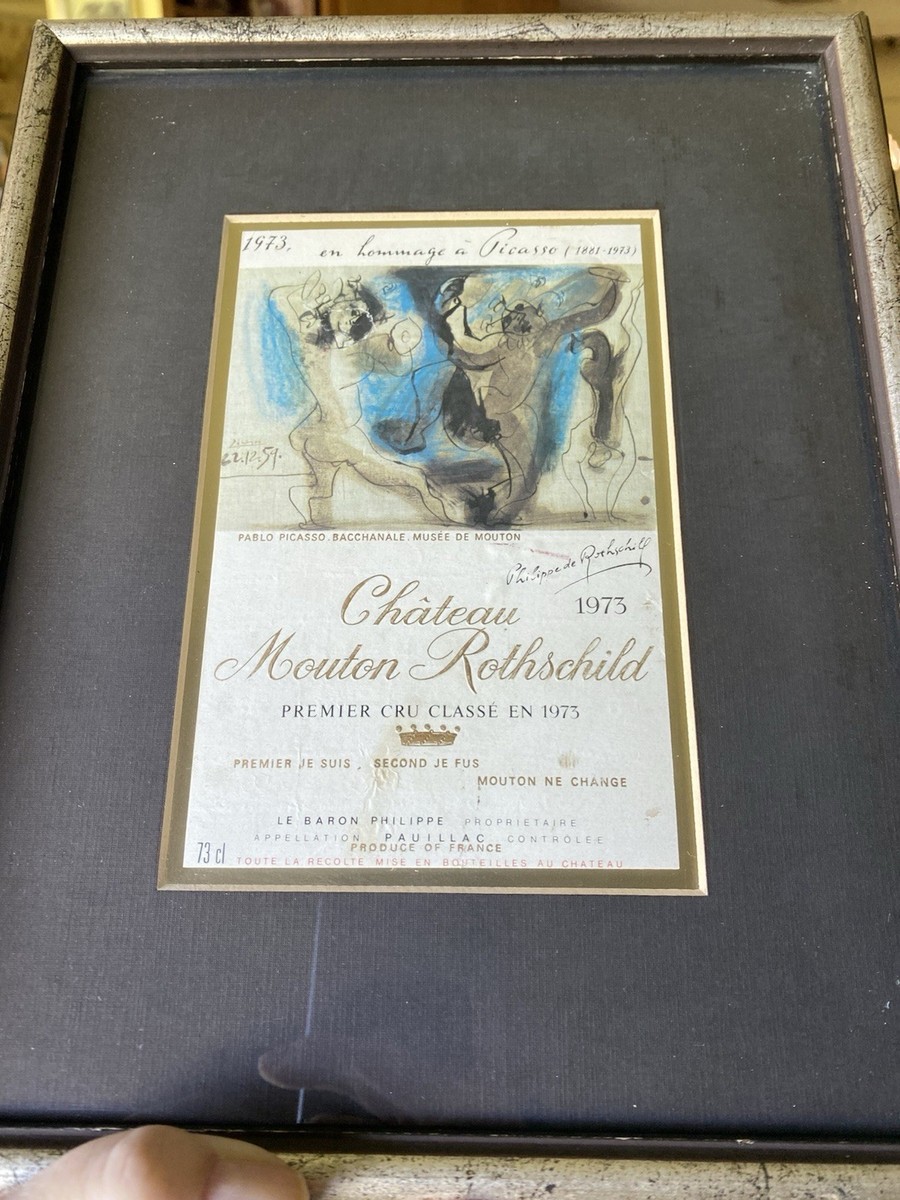 Picasso Framed Château Mouton Rothschild Original Label 1973