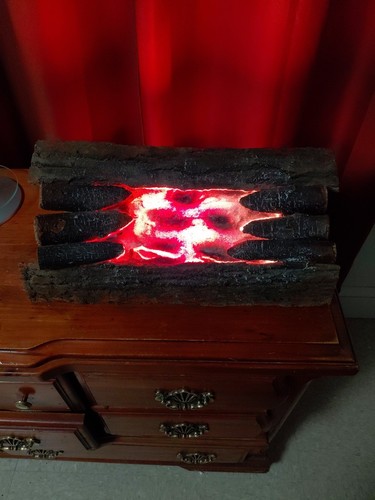 Vintage Light Up Fireplace Wood Logs Faux Fire Electric Mid Century Modern 20” - Picture 9 of 12