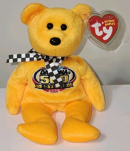 Racing Gold NASCAR Daytona 500 50 Years Ty Beanie Baby Plush Gold Bear Rare VHTF - Picture 2 of 8