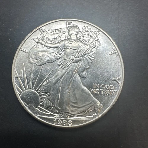 1 Oz .999 Fine Silver 1988 Walking Liberty Eagle One Dollar Coin Bullion 07 Tone