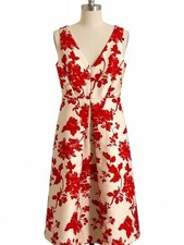 Eva Franco Nadia Floral Jacquard Midi Dress Sleeveless Fit Flare 14