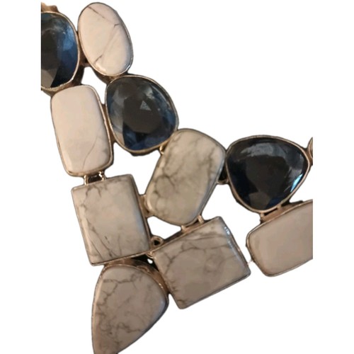 Sterling Silber Howlith Saphire Göttin Statement Boho Cluster Halskette 925 - Bild 6 von 6