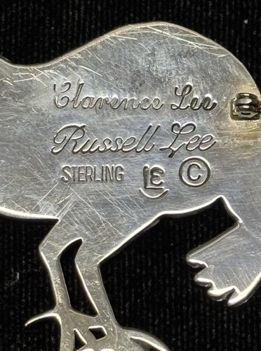 Vintage Clarence Lee Russell Lee Sterling Silver Turkey Navajo Ladies Brooch Pin - Picture 3 of 5