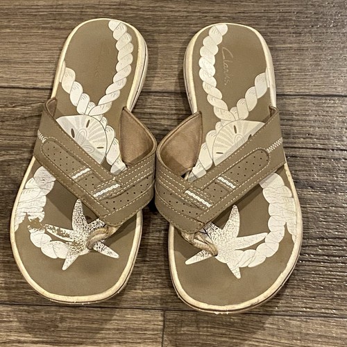 Clarks Collection Damen-Sandalen 9 M Breeze Sea Freizeit Slipper Riemen-Flats taupe - Bild 2 von 9