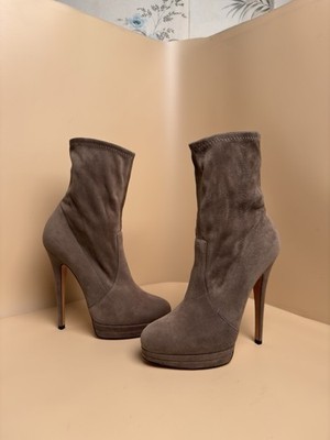 Casadei Suede Platform Ankle Boots Stiletto Heel Made in Italy   US 7