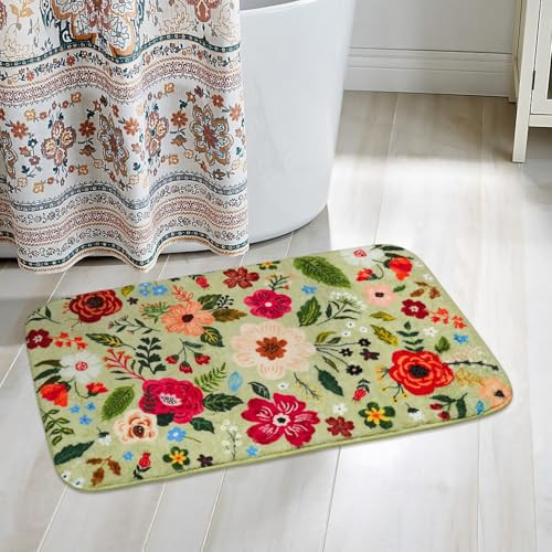 Blumen Badteppiche rutschfest, süße Blumen Badematte für Badezimmer Boden Dekor, - Bild 3 von 7