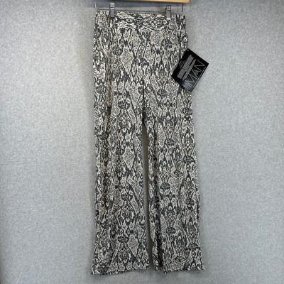 Iman Global Chic Palazzo Pants Womens Size XS Short Black White Gold Shimmer 