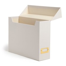 Flip Top File Storage File Organizer Box, 9.4 x 3.7 x 13 in. Beige