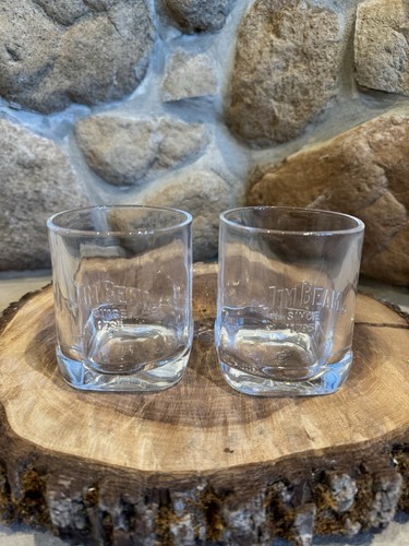Juego de 2 vasos de whisky Jim Beam base cuadrada pesados en relieve desde 1795 - Imagen 2 de 8