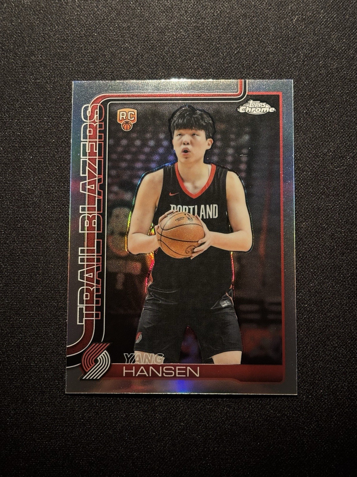 2025-26 Topps Chrome Yang Hansen Rookie Holo #266 Portland Trail Blazers