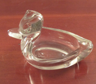 Vintage Duncan & Miller Pall Mall Clear Glass Duck Ashtray