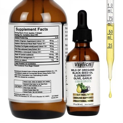 VSYLICN 60ML PURE WILD OREGANO OIL 92% CARVACROL UNDILUTED 100% NATURAL SUPER-STRENGTH