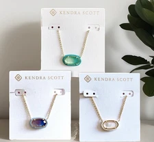Kendra Scott Elisa Gold Enamel Framed Short Pendant Necklace. Choose Color