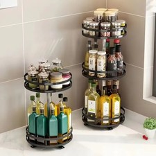 360°Rotation Kitchen Countertop Storage Rack Non-Skid Condiment Holder  Home