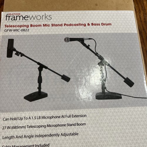 Gator GFW-MIC-0822 Telescoping Boom Mic Stand Desktop & Bass Drum - Picture 2 of 3