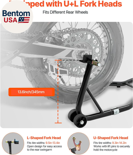 Supporto Ruota Posteriore Moto, 850Lbs/390Kg Sollevatore Capacità di Carico con Forcella U+L Swi - Foto 6 di 11