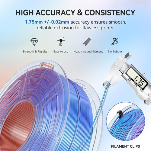 【KUP 10 PAY 6】JAYO 1,1KG SILK PLA+ Filament 1,75mm JEDWAB Dwukolorowy Czterokolorowy DE - Zdjęcie 5 z 55