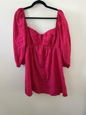 Reformation Dress Farley Babydoll Mini Long Sleeve in Corvette Pink