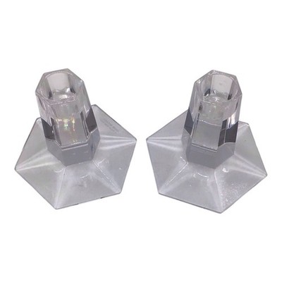 Miller Rogaska Frank Lloyd Wright FLLW FDN 2000 Pair Candlestick Holder Crystal