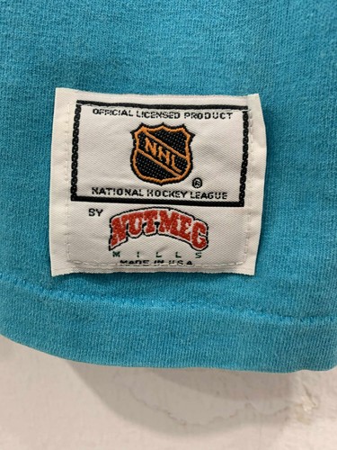 Vtg 1993 Nutmeg Mills NHL San Jose Sharks T-Shirt USA Size L Hockey Graphic #66 - Picture 6 of 15