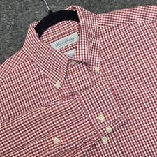 Brooks Brothers Dress Shirt Mens 16 - 32 Button Down Gingham Check Long Sleeve