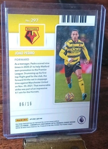2021-22 Panini Chronicles Contenders Optic Rookie Ticket Joao Pedro Blue Mojo... - Foto 2 di 11