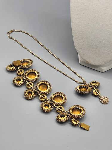 Vintage 60s Schiaparelli Attributed. Rivoli Purple Stones Bracelet & Necklace. - Picture 8 of 14