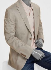 Calvin Klein Men's Beige Solid Slim-Fit Soft Sport Coat Jacket Size-42L